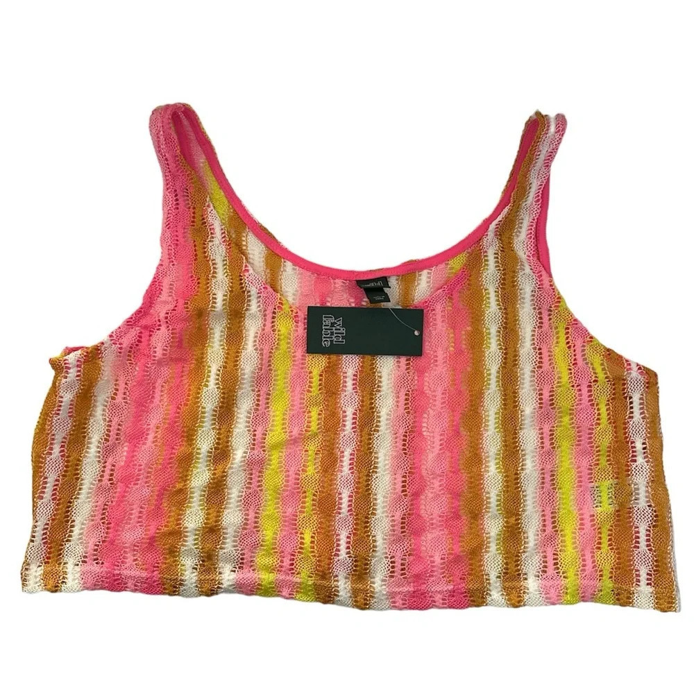 Wild FABLE Pastel Colors Sleeveless Crop Top Large BNWT